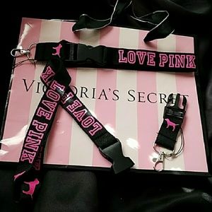 Victoria's Secret pink and black lanyard